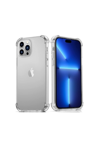 İphone 14 Pro Max Kılıf Round Seri Köşe Korumalı Şeffaf Silikon Kapak