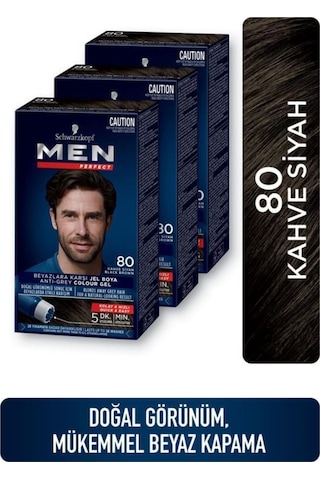 Men Perfect Saç Boyası 80 - Kahve Siyah X 3 Adet set-hnkl-2528-5084