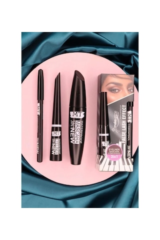 Mt Cosmetics 3'ü 1 Arada Suya Dayanıklı Maskara + Kalem + Eyeliner Seti
