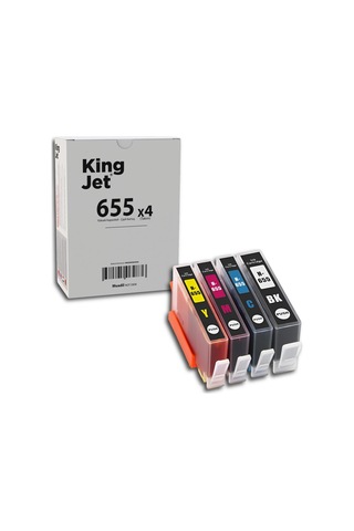 Kingjet Hp Uyumlu 655 Standart Kapasiteli 4 Renk Takım Uyumlu Kartuş Çipli Cz109ae