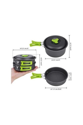 Ulzyvf Yürüyüşü Yapışmaz Tencere Tavalar Sırt Seti - Kompakt Kamp Ekipmanı Gümüş