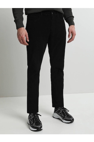 Kip Erkek Slim Fit Korduroy Pantolon - Minimalist Günlük Stil Siyah