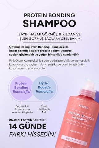 Yoğun Onarıcı Ve Isı Koruyucu Bakım Şampuanı Kundal Protein Bonding Shampoo 500ml Violet Muguet Tüm Saçlar