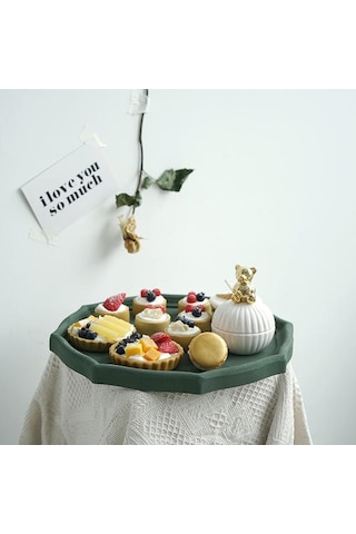 Soğuk Renkli Kurutulmuş Meyve Tepsileri Ahşap Servis Tepsi Gıda Su İçecek Plaka Düğün Tatlı Çanak Kozmetik Depolama Çatal Organizatör Depolama Tepsileri Yeşil Ahşap - Gri