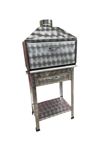 Paslanmaz Kömürlü Mangal 28 X 50 Cm Çekmeceli Dik Bacalı