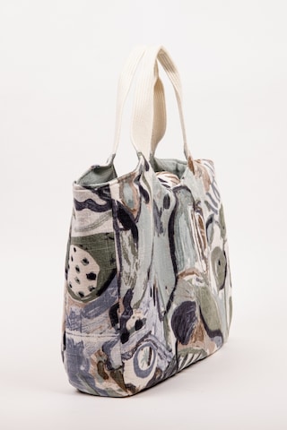 Fabric Craft Bag El Çanta Keten Desenli Yeşil Yeşil - Beyaz