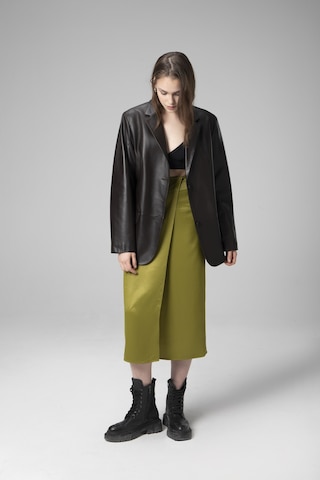 Dericlub Bloom Kadın Oversize Hakiki Deri Blazer Ceket Kahverengi