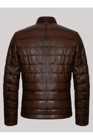 Hakiki Kuzu Derisi Fermuarlı Erkek Deri Mont Taba Taba