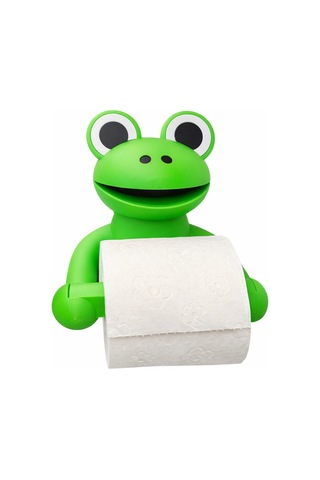Sevimli Kurbağa Tuvalet Kağıdı Askılığı Duvar Tipi Wc Kağıtlık Sert Plastik Dayanıklı Banyo Çok Renkli