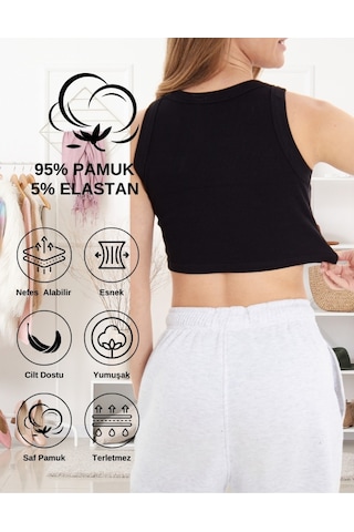 Alya Underwear Kaşkorse Kalın Biye Crop Siyah
