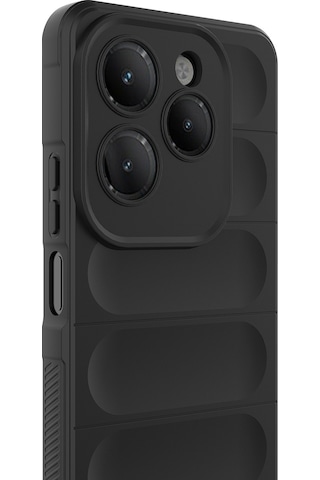 İnfinix Hot 40 Kılıf Esnek Tpu Oyuklu Arka Yüzey Tasarımlı Tchs Etnik Silikon Kapak - Siyah Siyah