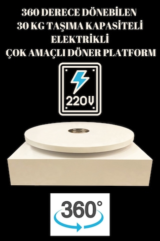 360 Derece Dönebilen Mdflam Elektrikli Döner Platform Beyaz