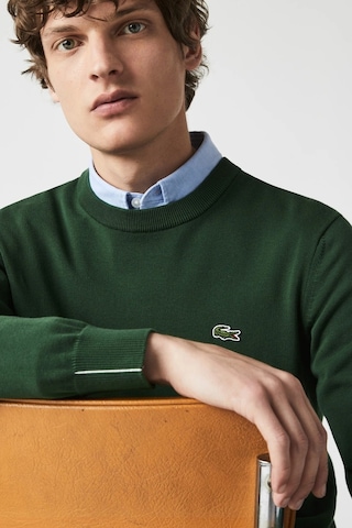 Lacoste Men's Regular Fit Crew Neck Dark Green Bisiklet Yaka Organik Pamuk Kazak Koyu Yeşil Koyu Yeşil