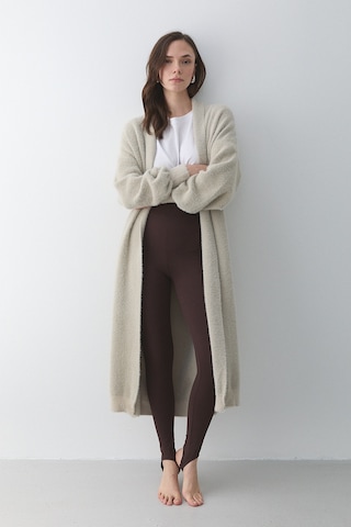 Taş Boydan Uzun Triko Hırka - 251015 Taş