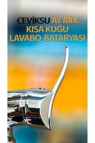 Ay Mix Kısa Kuğu Model Lavabo Bataryası Krom