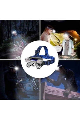 Techmrt 5 Led Far Şarj Edilebilir Güçlü Kafa Lambası Kamp Lambası 4 Modlu Çok Renkli