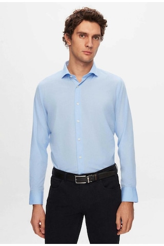 Dormen Classics Slim Fit Dar Kesim Klasik Yaka Cepsiz Erkek Gömlek Buz Mavi