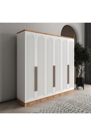 Rosa 6 Kapaklı Komple Mdf Gardırop - Elbise Dolabı