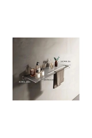Dekoratif Paslanmaz Çelik Raf, 50cm-30cm 2 Adet Modern Banyo Havlu Askısı Gümüş