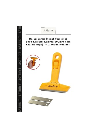 Delux Serisi İnşaat Temizliği Boya Kazıyıcı Kazıma 100mm Cam Kazıma Bıçağı + 2 Yedek Hediyeli