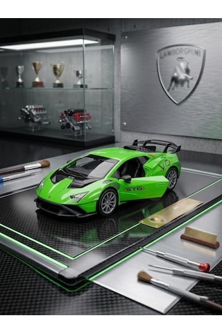 Çek-bırak Mekanizmalı 12cm Süper Sport Model Kapıları Açılabilir Metal Oyuncak Yarış Arabası Yeşil