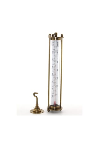 1 Adet Pirinç Termometre Model Ksk2064 Sıcaklık Ölçer Isı Ölçer Thermometer Brass Ölçü 16x6 Cm