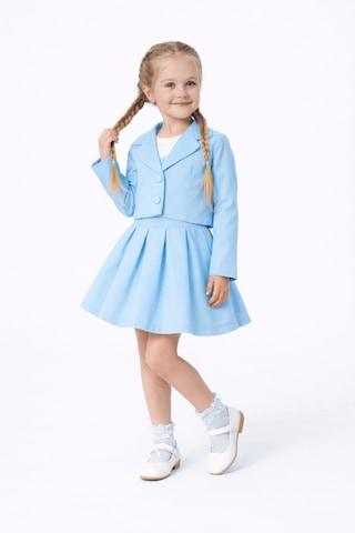 Turuncu Gardrop 3-6 Yaş Premium Ceketli Etekli Çantalı Kız Çocuk Takım Bebe Mavi Bebe Mavi