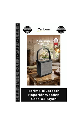 Özel Seri Torima Bluetooth Hoparlör Wooden Case X2 Siyah Piknik Ofis Nostaljik