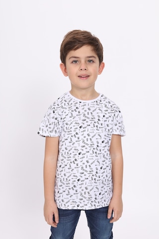 Toontoy Kids Toontoy Erkek Çocuk Komple Baskılı Tişört Beyaz