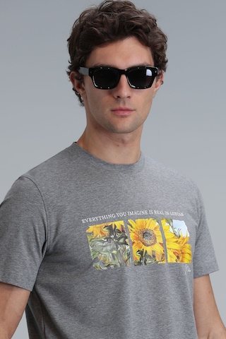 Lufian June Modern Grafik T- Shirt Gri Gri 111020192100150 111020192100150 Gri