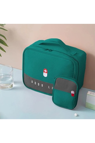 Gajeena 2 Adet Sulu Dayanıklı İlaç Saklama Çantası - Seyahat, Ev, Spor İçin Taşınabilir Tıbbi Malzeme Organizasyon Çantası Yeşil Yeşil