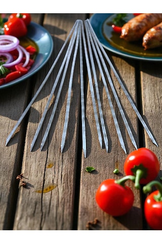 Kuşbaşı Şişi 25 Adet 55 Cm,et Mangal Yassı Şiş,barbekü Şişi,