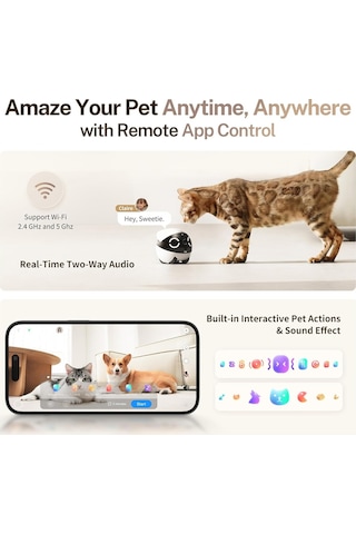 Enabot Ebo Rola Mini 2k Pet Kamera Robot, Mobil Ve Şarj Edilebilir, 2 Yönlü Sesli Görüşme, Hareket Algılama Kamera Sistemi