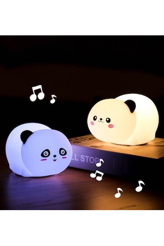 Gülümseyen Panda Led Silika Jel Gece Lambası Beyaz