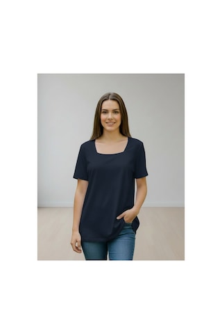Lyvean Kare Yaka Oversıze Kısa Kollu Tshirt Lacivert