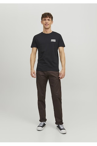 Jack & Jones Bisiklet Yaka Logo Baskili Tisört 12151955 Siyah