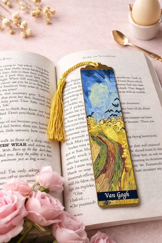 Kitap Kılıfı Ve Metal Kitap Ayracı Seti Van Gogh Buğday Tarlası Ve Kargalar