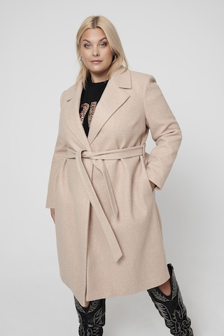 Only Kadın Büyük Beden Caralvılda Düğmeli Ve Belden Bağlamalı Uzun Kaban 15331937 Bej Bej