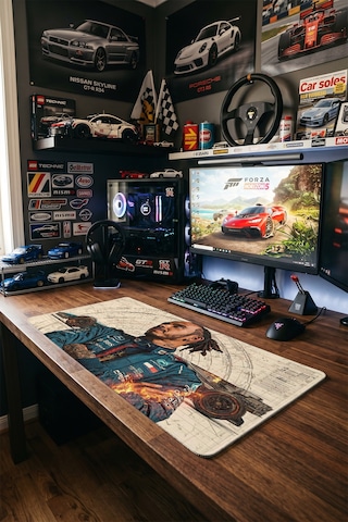 Lewis Hamilton Mercedes Amg Formula 1 Blueprint 40x90 Cm Oyuncu Mousepad Kaymaz Taban Büyük Boy Mousepad Siyah