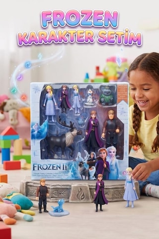 9 Parça Frozen 2 Figürlü Büyük Ve Küçük Figürlü Eklemi Hareketli Karakterli Oyuncak Figür Seti