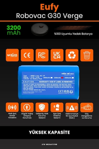 Eufy Robovac G30 Verge 3200mah Robot Süpürge Bataryası