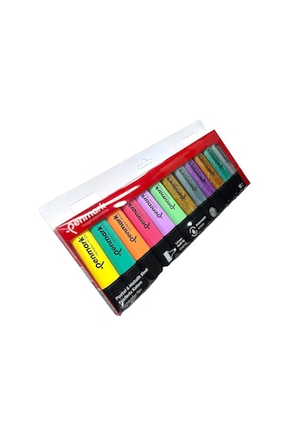 Penmark Fosforlu Kalem 12'li Asetat Karışık Renk 6 Pastel + 6 Simli 6863181701861 Hs-505-12ps 709696 Çok Renkli