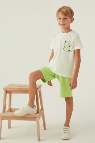 Mickey Mouse Stıl Krem Erkek Çocuk Bermuda Takım 5274-42897 Krem