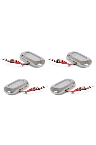 4'lü Tekne Merdiven Lambası. 12v. Krom Çerçeve. Beyaz. Aydınlatma Beyaz