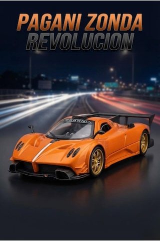 Hobbiez Lisanslı Pagani Zonda Kapıları Açılabilir Model Diecast 1.36 Ölçek Metal Model Araç Turuncu