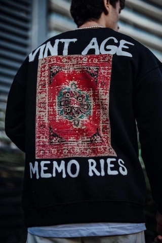 Mbb E-ticaret Erkek Bisiklet Yaka 3 İplik Pamuklu Baskılı Sweatshirt - Siyah