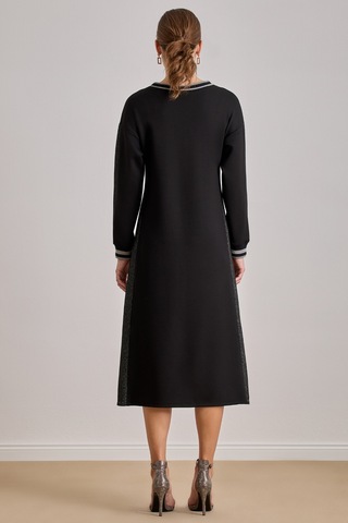 Bilekte Boy Siyah Örme Elbise Siyah