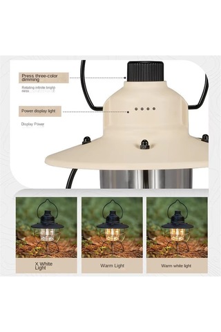 Şarj Edilebilir Led Kamp Lambası - Güçlü Aydınlatmalı Beyaz Beyaz