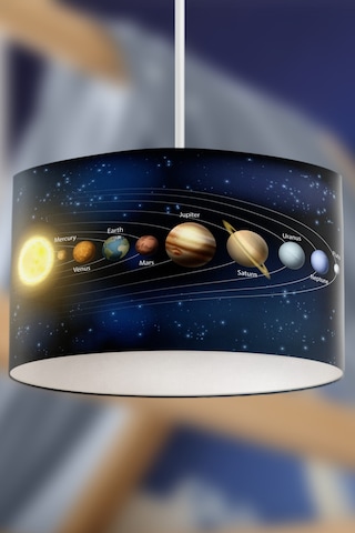 Samanyolu Galaksisi Uzay Desenli Çocuk Sarkıt Avize Mavi