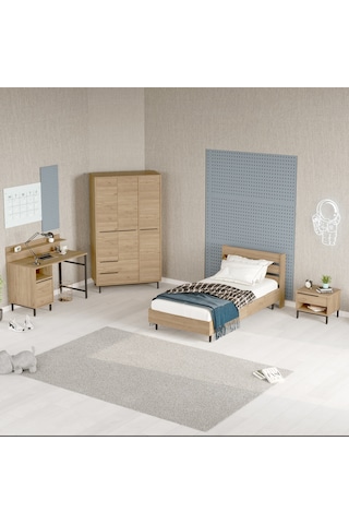 Robin Home Lidya Genç Odası Takımı 4'lü Set Sepet Kahverengi